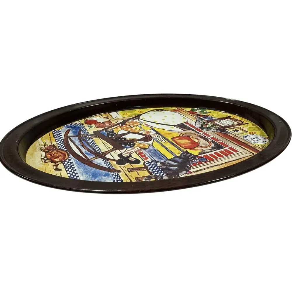 Vintage Holly Hobbie Metal Tray – Oval Wall Art – Farmhouse Country Style